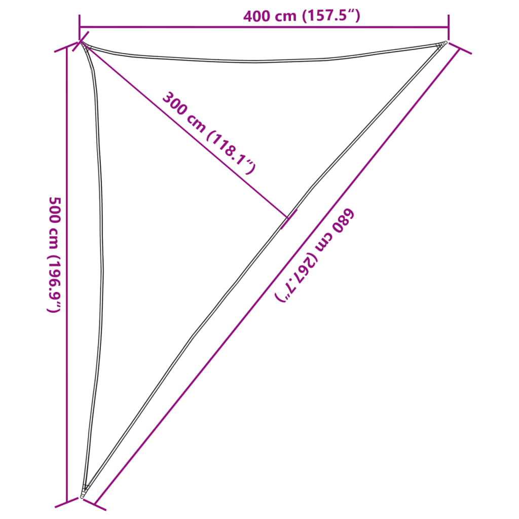 Sonnensegel 160 g/m² Dreieckig Hellgrau 4x5x6,8 m HDPE