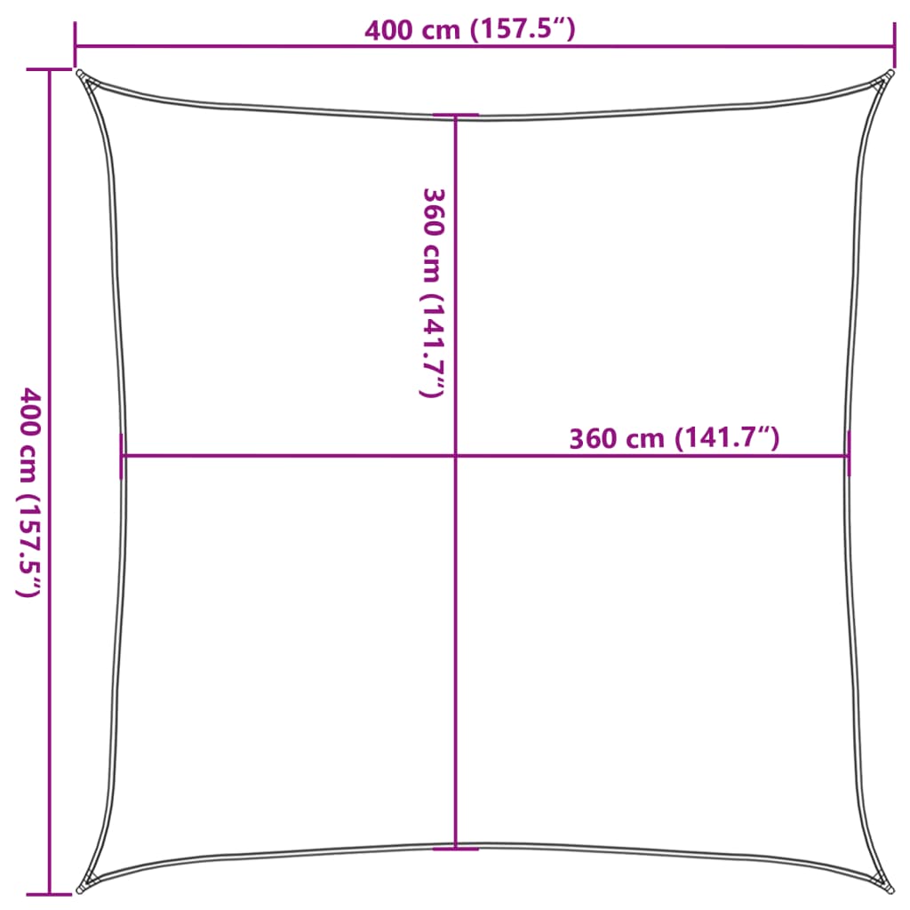 Sonnensegel 160 g/m² Quadratisch Sandfarbe 4x4 m HDPE