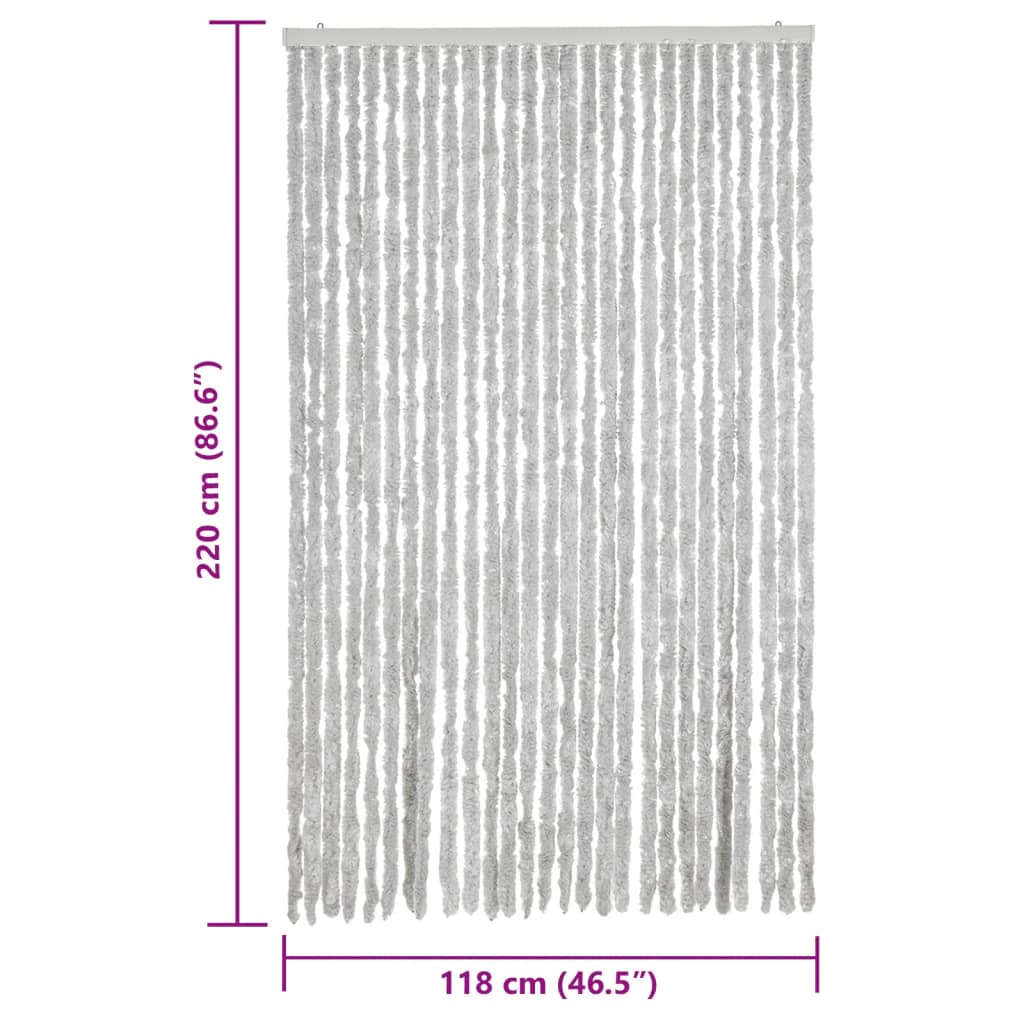 Rideau anti-mouches gris 118x220 cm Chenille