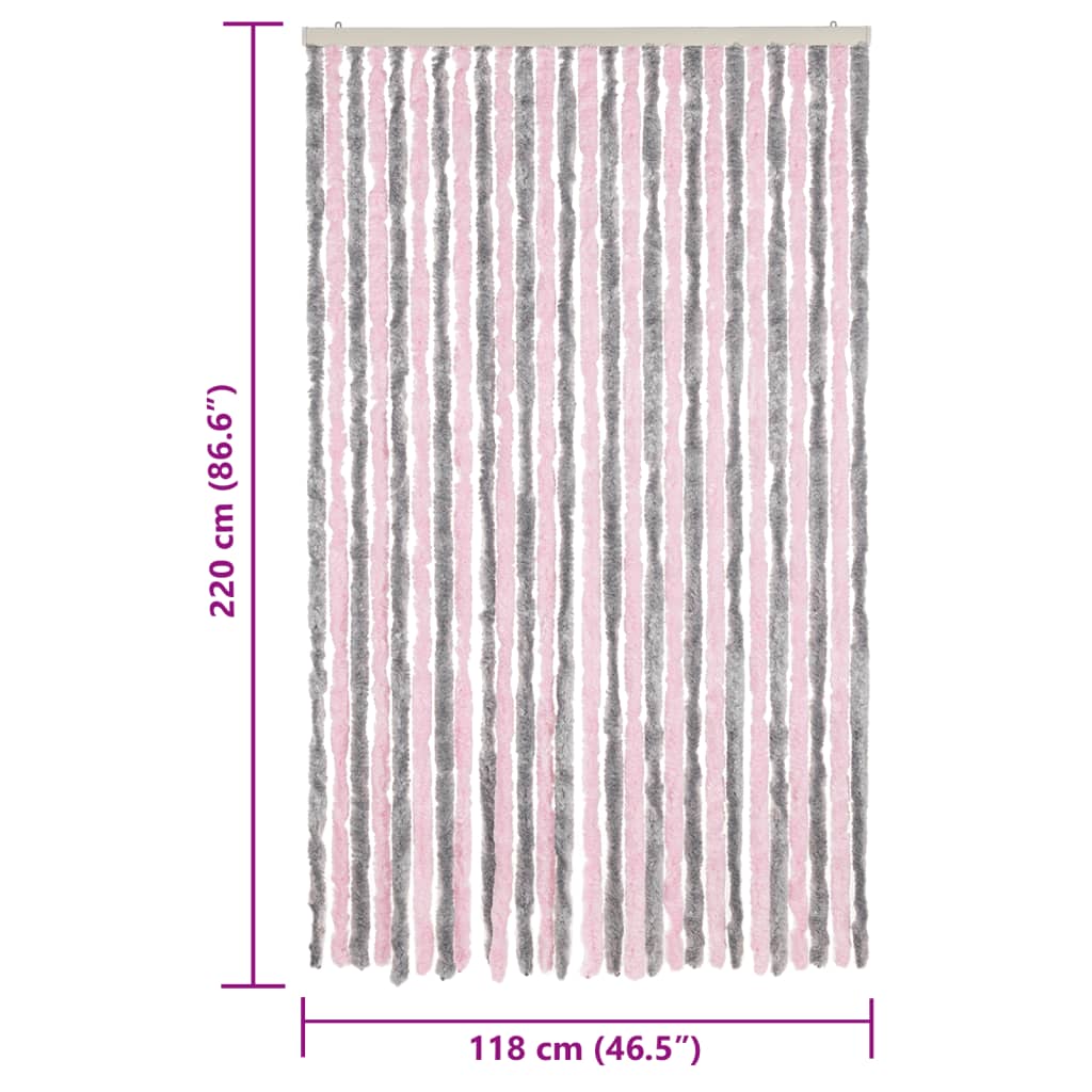 Moustiquaire gris argenté et rose 118x220 cm Chenille