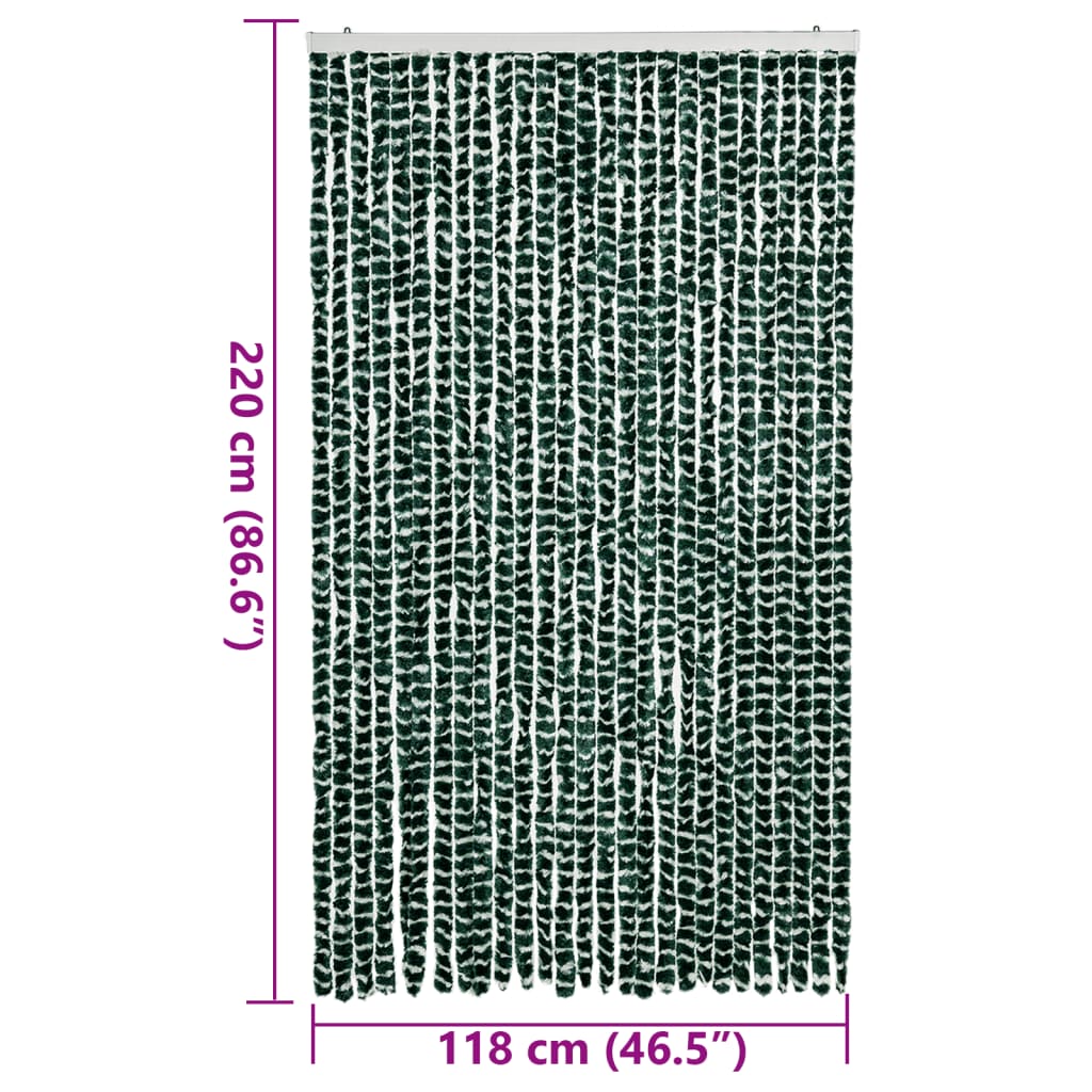 Fly Screen Curtain Green and White 118x220 cm Chenille