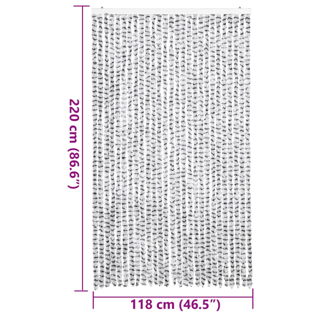 Fly Curtain Light Grey and Dark Grey 118x220 cm Chenille
