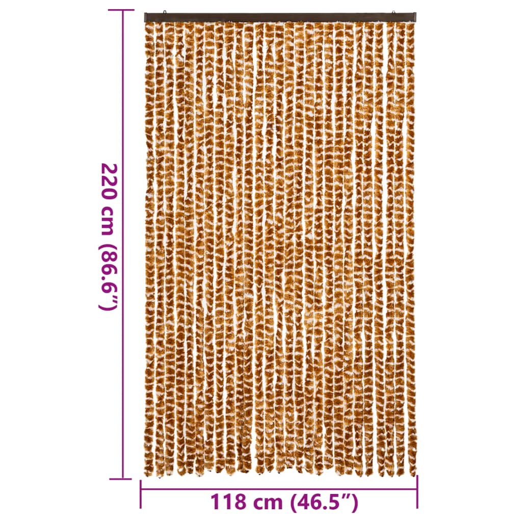 Fly Screen Curtain Ochre and White 118x220 cm Chenille