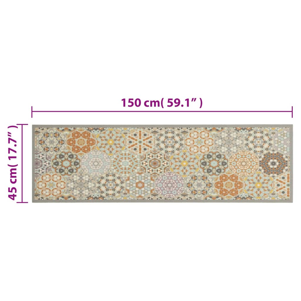 Washable Kitchen Runner Hexagon Pastel 45x150 cm Velvet