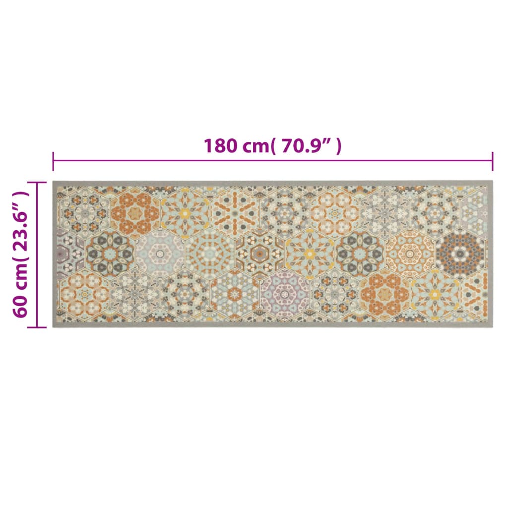 Washable Kitchen Runner Hexagon Pastel 60x180 cm Velvet