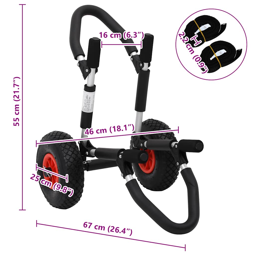 Chariot de SUP pliable en aluminium pour planche de surf 45 kg