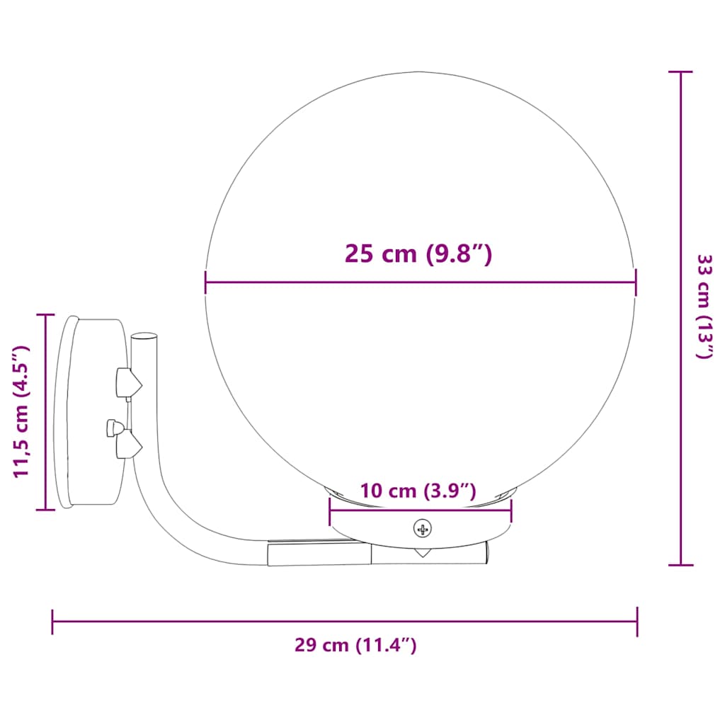 Outdoor Wall Light Silver 29 x 25 x 33 cm Stainless Steel and Plastic