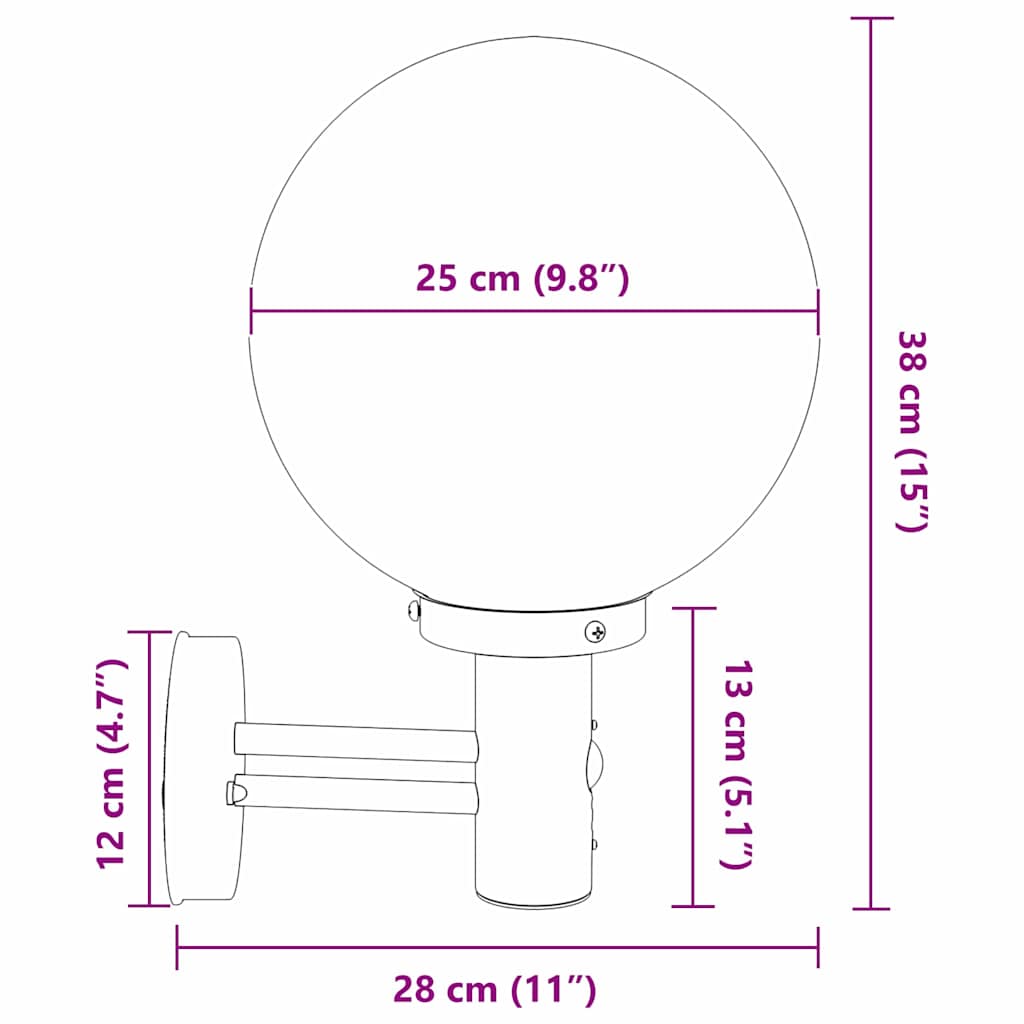 Outdoor Wall Light 2 pcs Black 28 x 25 x 38 cm