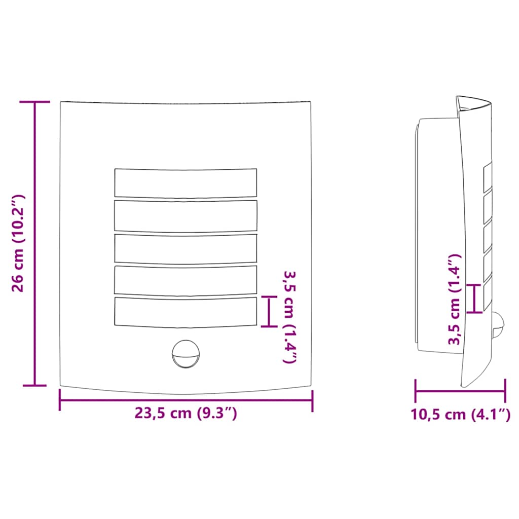 Outdoor Wall Light Silver 23.5 x 9 x 26 cm Stainless Steel and Plastic