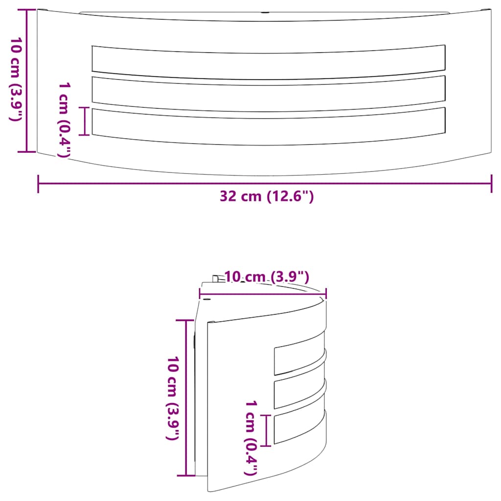 Applique murale extérieure argentée 32 x 10 x 10 cm acier inoxydable et plastique