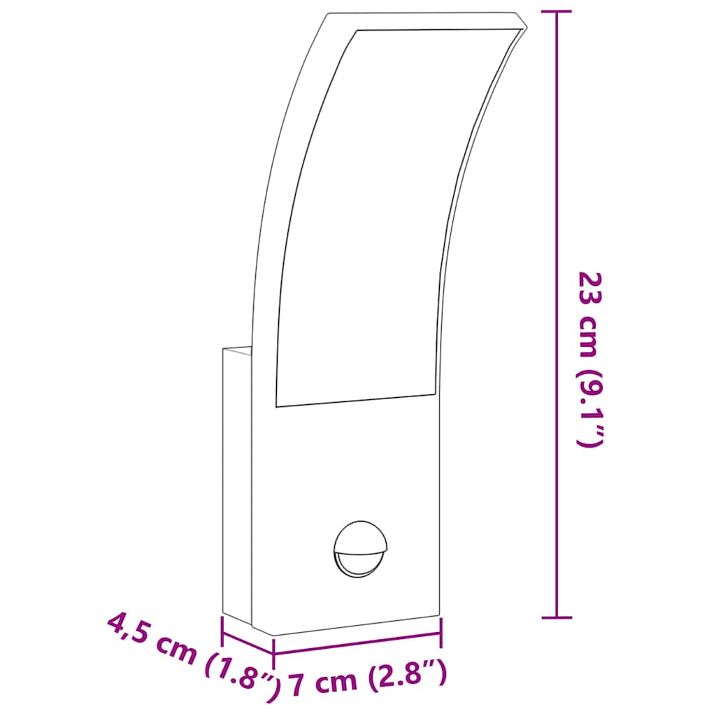 LED Outdoor Wall Lights with Sensor 2 pcs. Black Die-Cast Aluminum