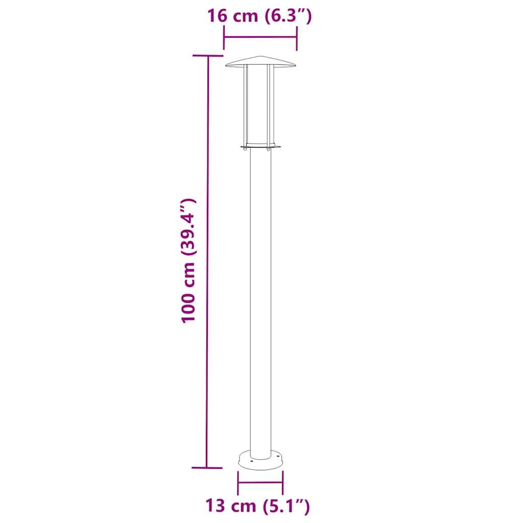Wegeleuchte Schwarz 100 cm Edelstahl