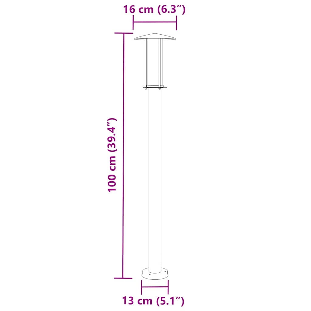 Path lights 3 pcs. Black 100 cm Stainless steel