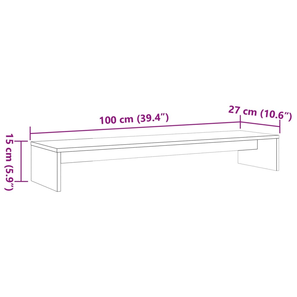 Support d'écran Marron ciré 100x27x15 cm Pin massif