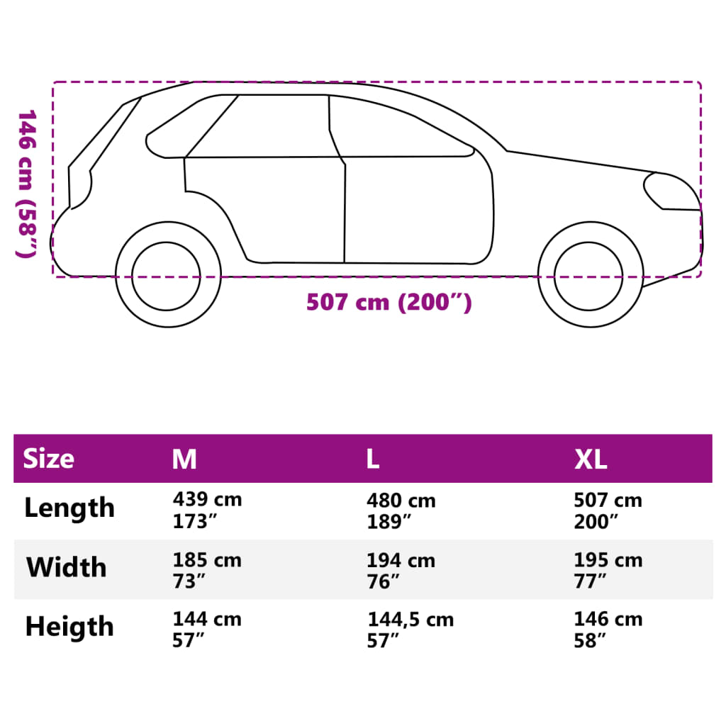 Housse de protection pour SUV avec sangles à boucle, entièrement argentée, taille XL