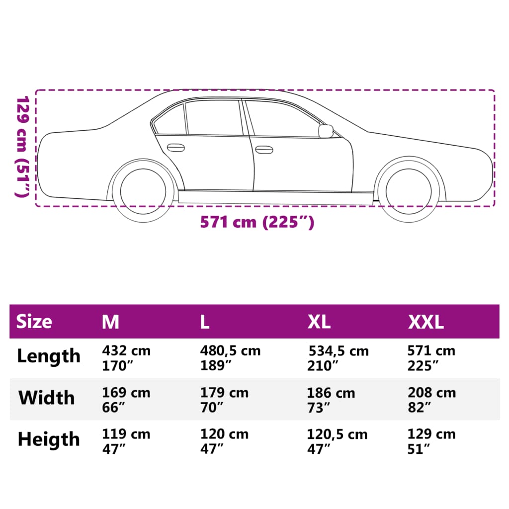 Housse de voiture berline sangles boucles tout argenté XXL PEVA