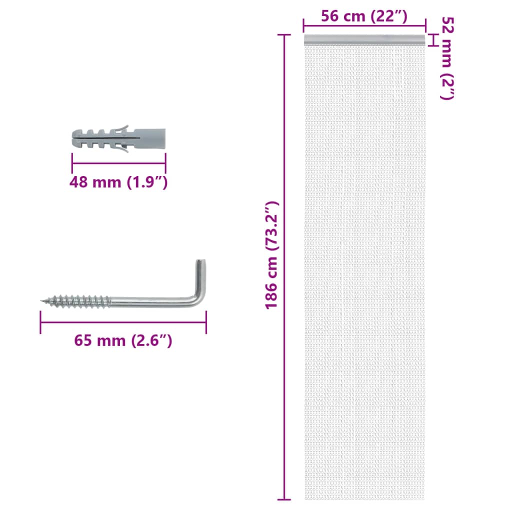 Rideau de porte à chaînes 56x186 cm aluminium