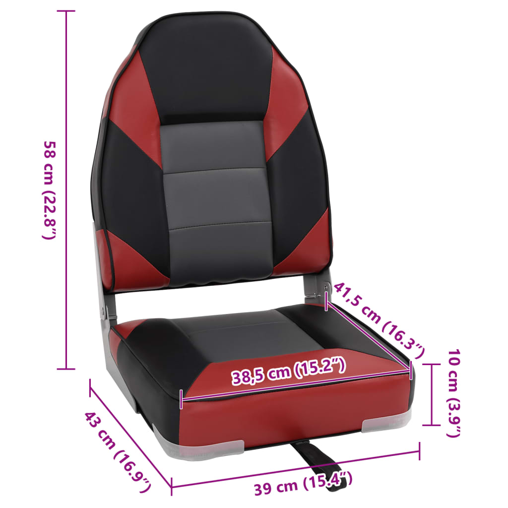 High-Back Folding Boat Seat 39x43x58 cm