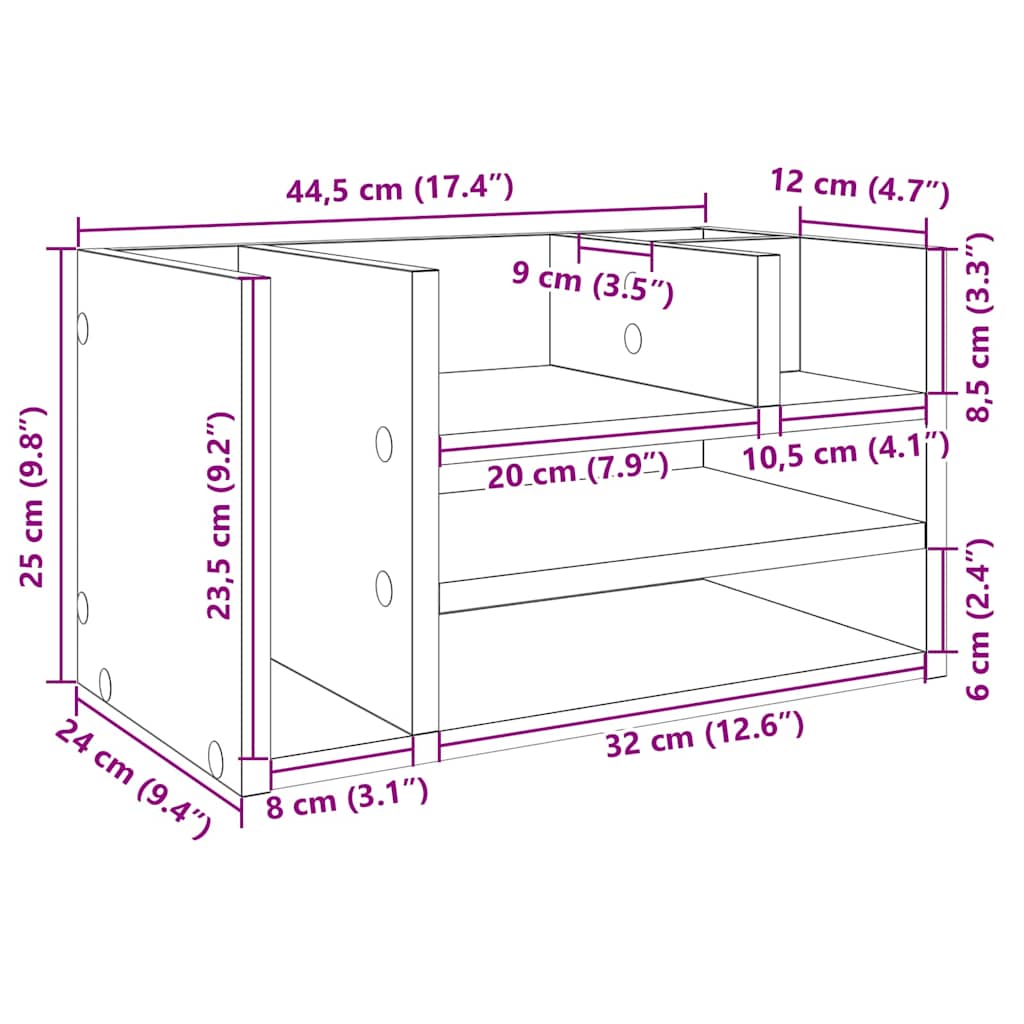 Organiseur de bureau blanc 44,5x24x25 cm Bois d'ingénierie