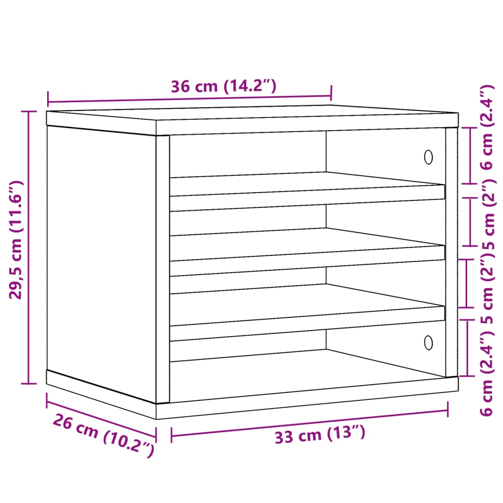Organiseur de bureau blanc 36x26x29,5 cm en bois d'ingénierie