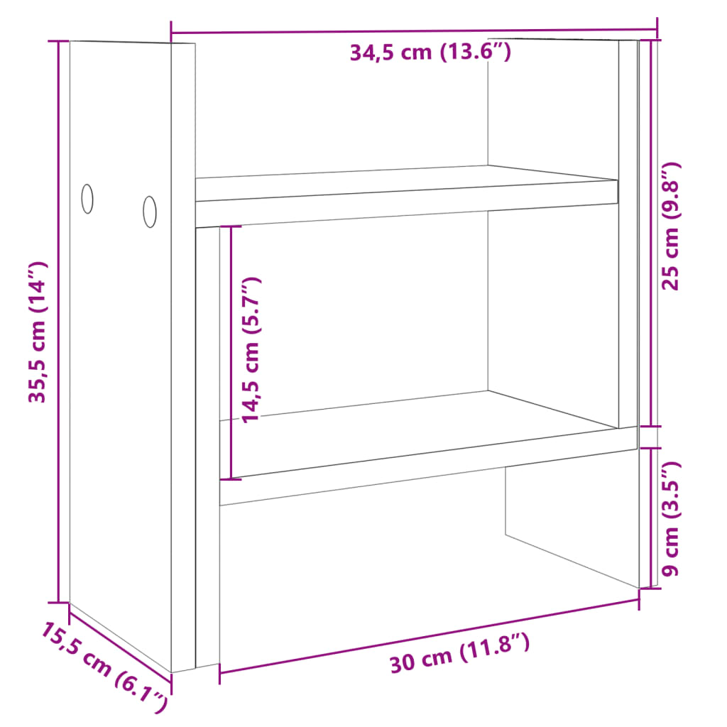 Organiseur de bureau blanc 34,5x15,5x35,5 cm en bois d'ingénierie