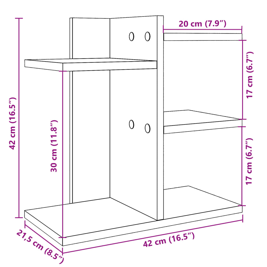 Organiseur de bureau noir 42x21,5x42 cm Bois manufacturé