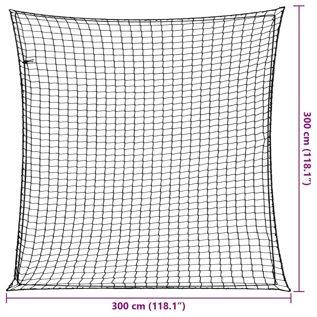 Cargo net with rubber rope, black, 3x3 m, PP