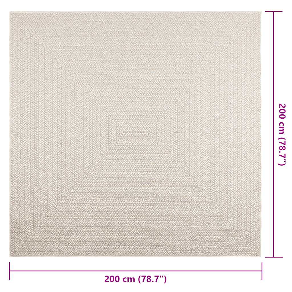 Rug ZIZUR Cream 200x200 cm Jute-look Indoor and Outdoor