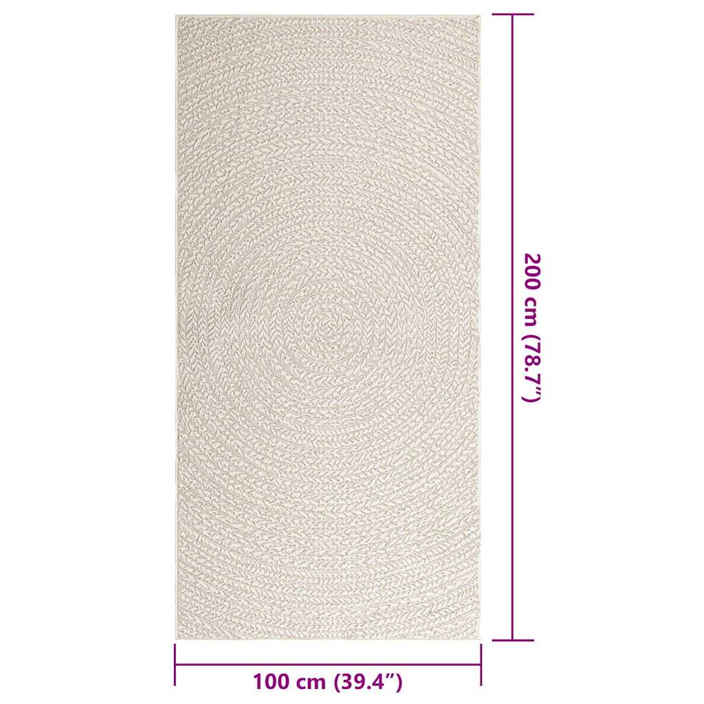 Tapis ZIZUR Crème 100x200 cm Effet jute Intérieur et extérieur