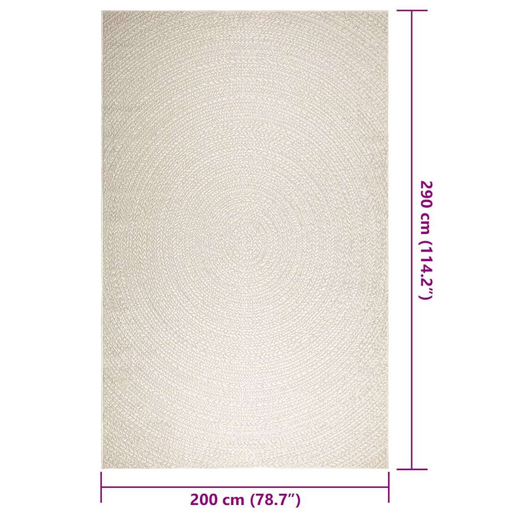 Teppich ZIZUR Creme 200x290 cm Jute-Optik Indoor und Outdoor