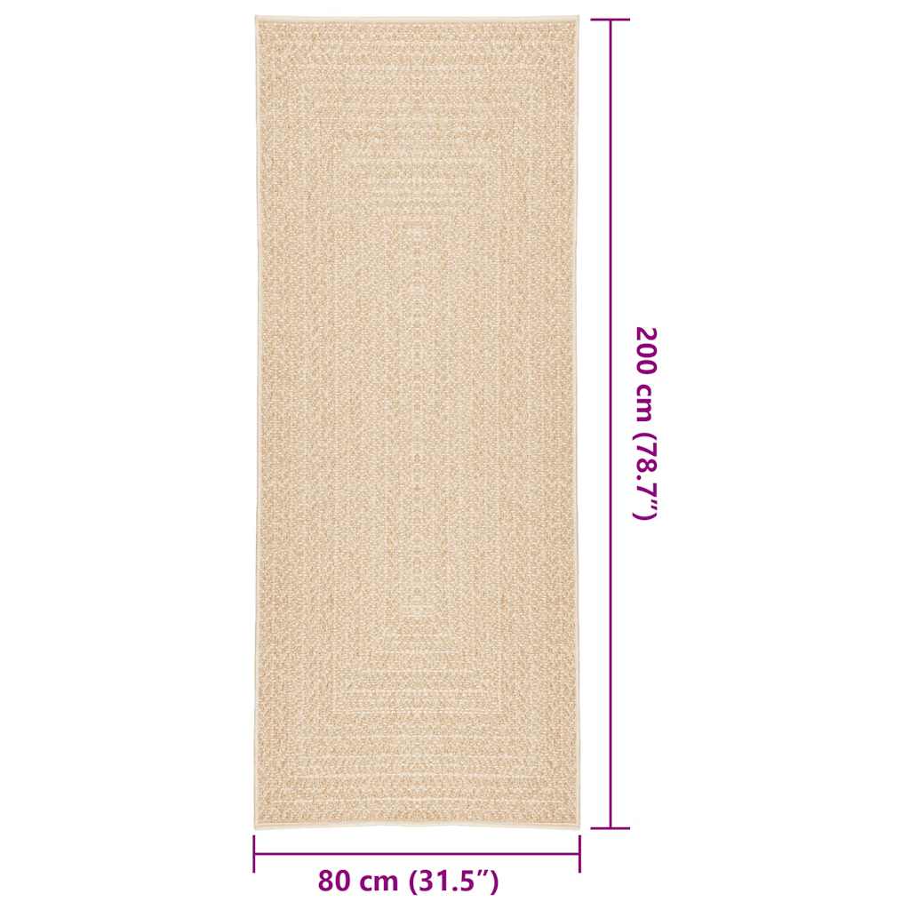 Teppich ZIZUR Beige 80x200 cm Jute-Optik Indoor und Outdoor