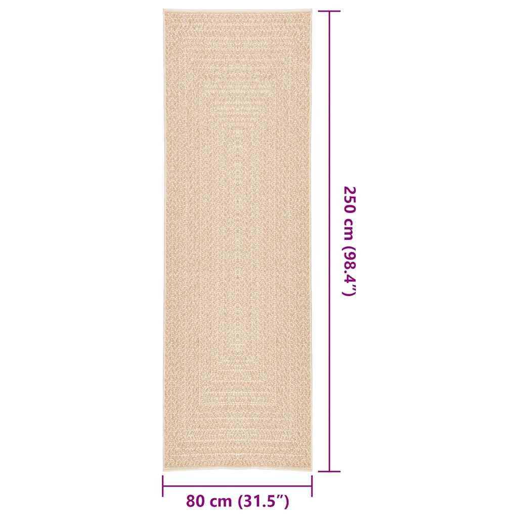 Teppich ZIZUR Beige 80x250 cm Jute-Optik Indoor und Outdoor