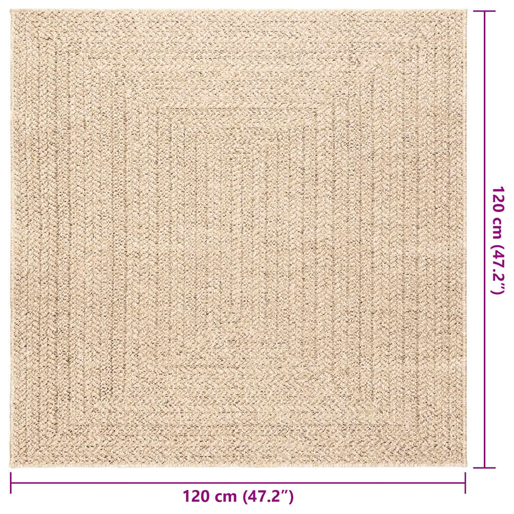 Teppich ZIZUR Beige 120x120 cm Jute-Optik Indoor und Outdoor