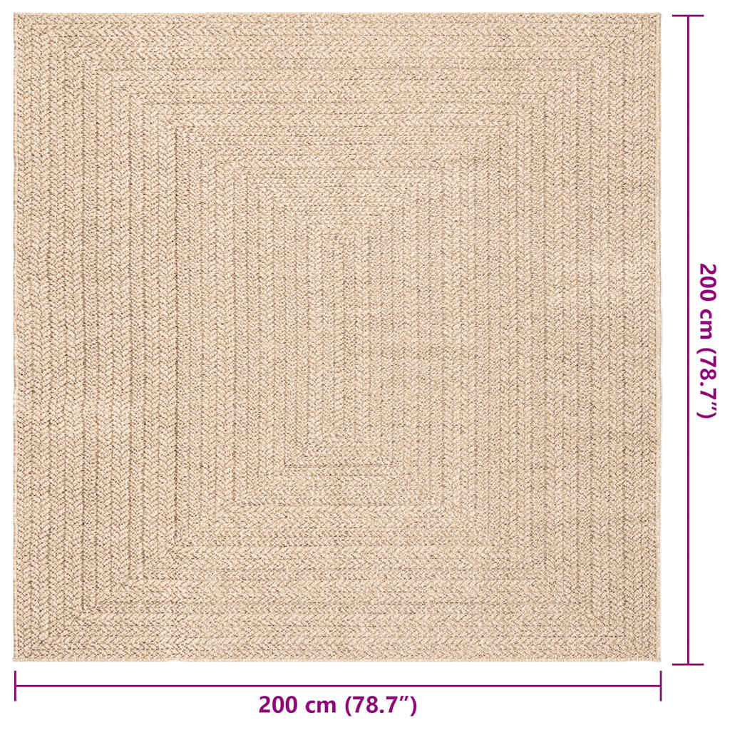 Teppich ZIZUR Beige 200x200 cm Jute-Optik Indoor und Outdoor
