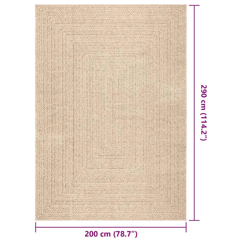 Carpet ZIZUR Beige 200x290 cm Jute Look Indoor and Outdoor