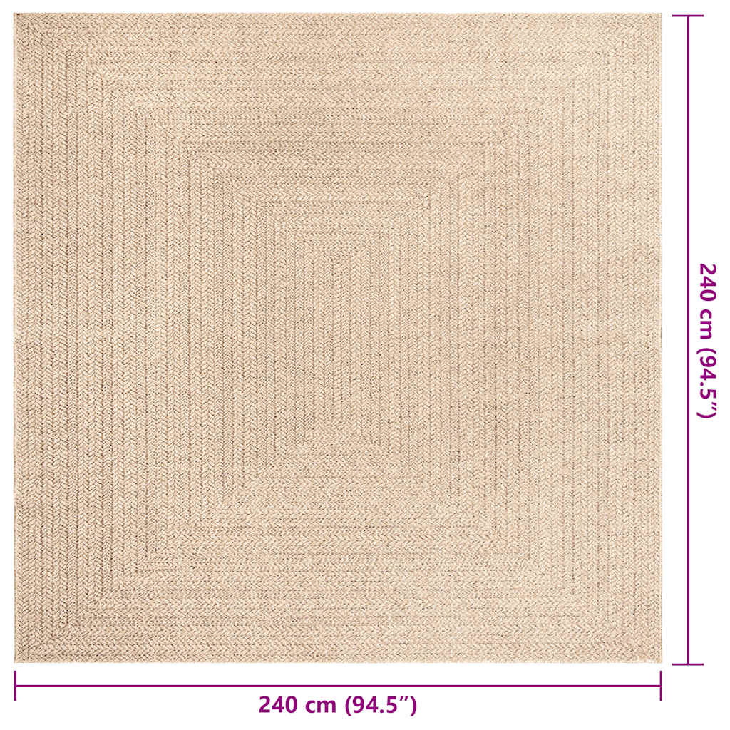 Teppich ZIZUR Beige 240x240 cm Jute-Optik Indoor und Outdoor