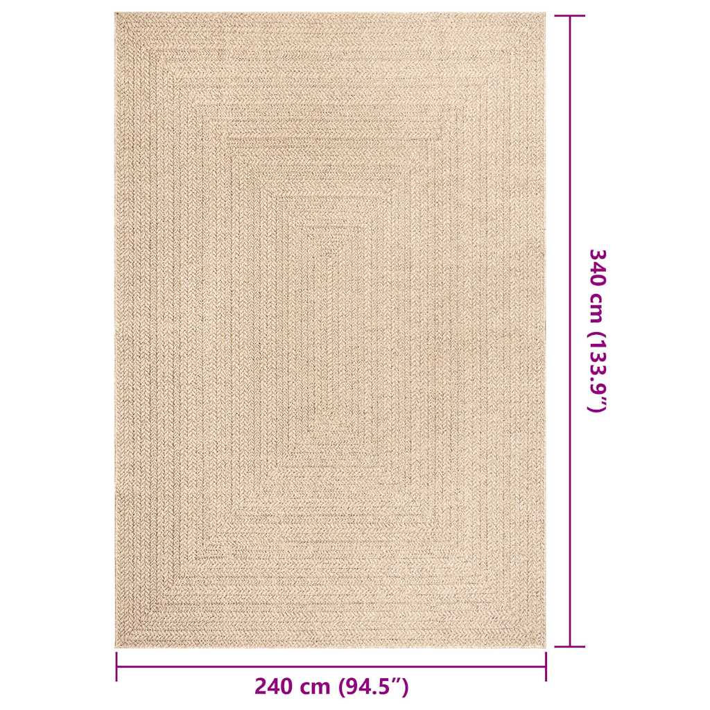 Teppich ZIZUR Beige 240x340 cm Jute-Optik Indoor und Outdoor