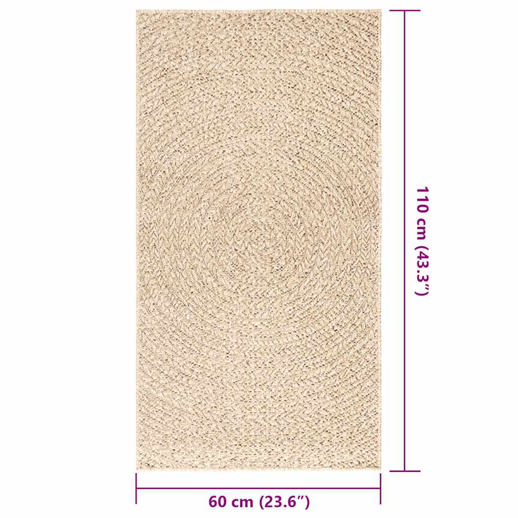 Teppich ZIZUR Beige 60x110 cm Jute-Optik Indoor und Outdoor