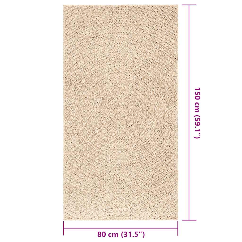 Rug ZIZUR Beige 80x150 cm Jute-Look Indoor and Outdoor
