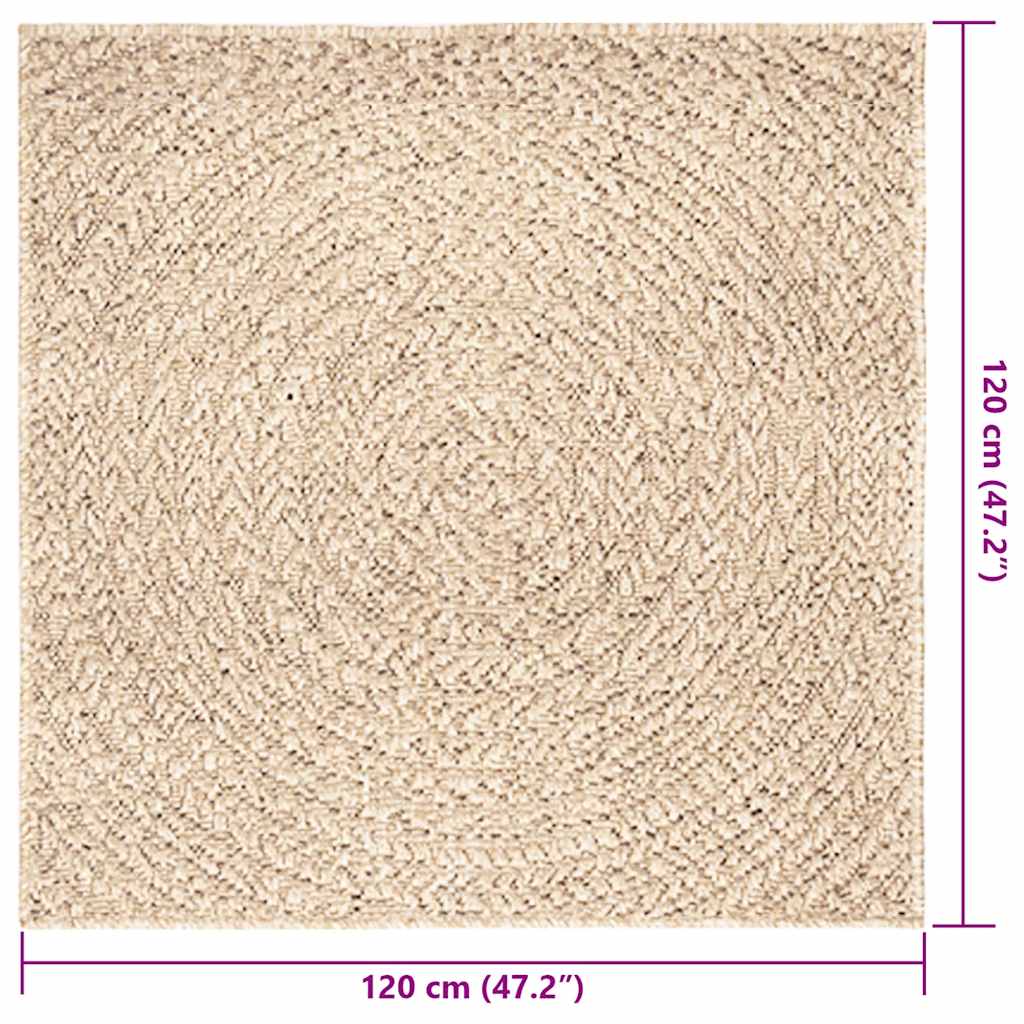 Rug ZIZUR Beige 120x120 cm Jute-Look Indoor and Outdoor