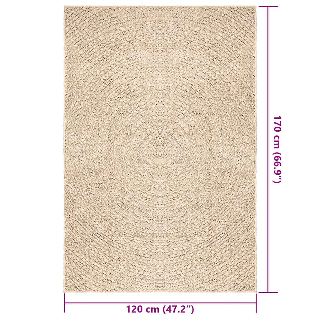 ZIZUR Rug Beige 120x170 cm Jute Look Indoor and Outdoor