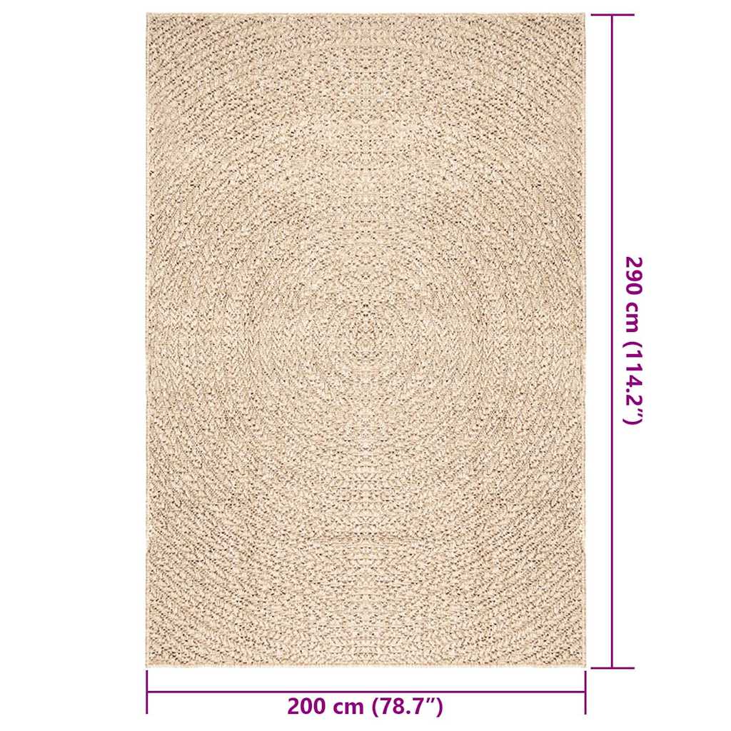 Tapis ZIZUR Beige 200x290 cm Aspect Jute Intérieur et Extérieur
