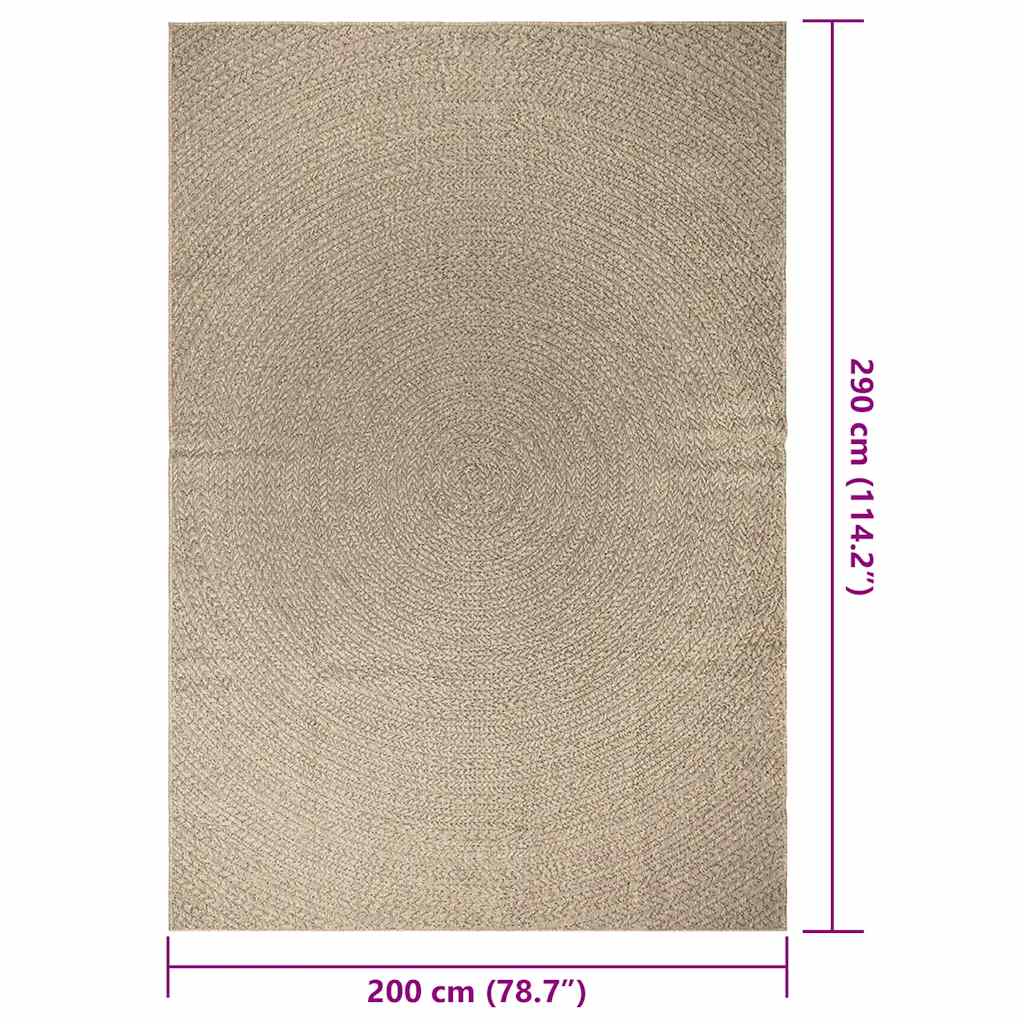 Teppich ZIZUR Beige 200x290 cm Jute-Optik Indoor und Outdoor