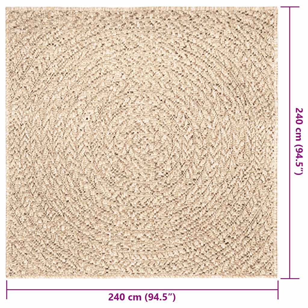 Teppich ZIZUR Beige 240x240 cm Jute-Optik Indoor und Outdoor