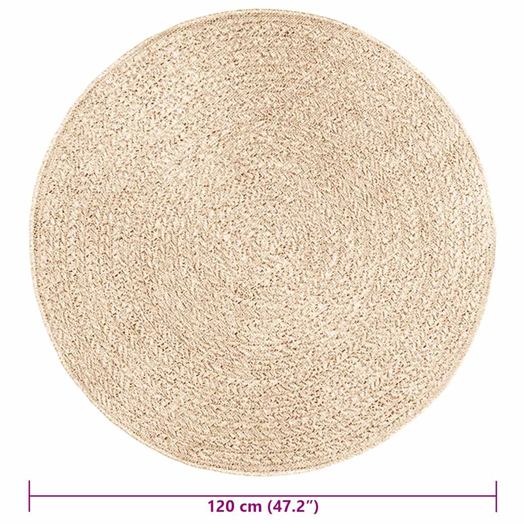 Rug ZIZUR Beige Ø 120 cm Jute Look Indoor and Outdoor