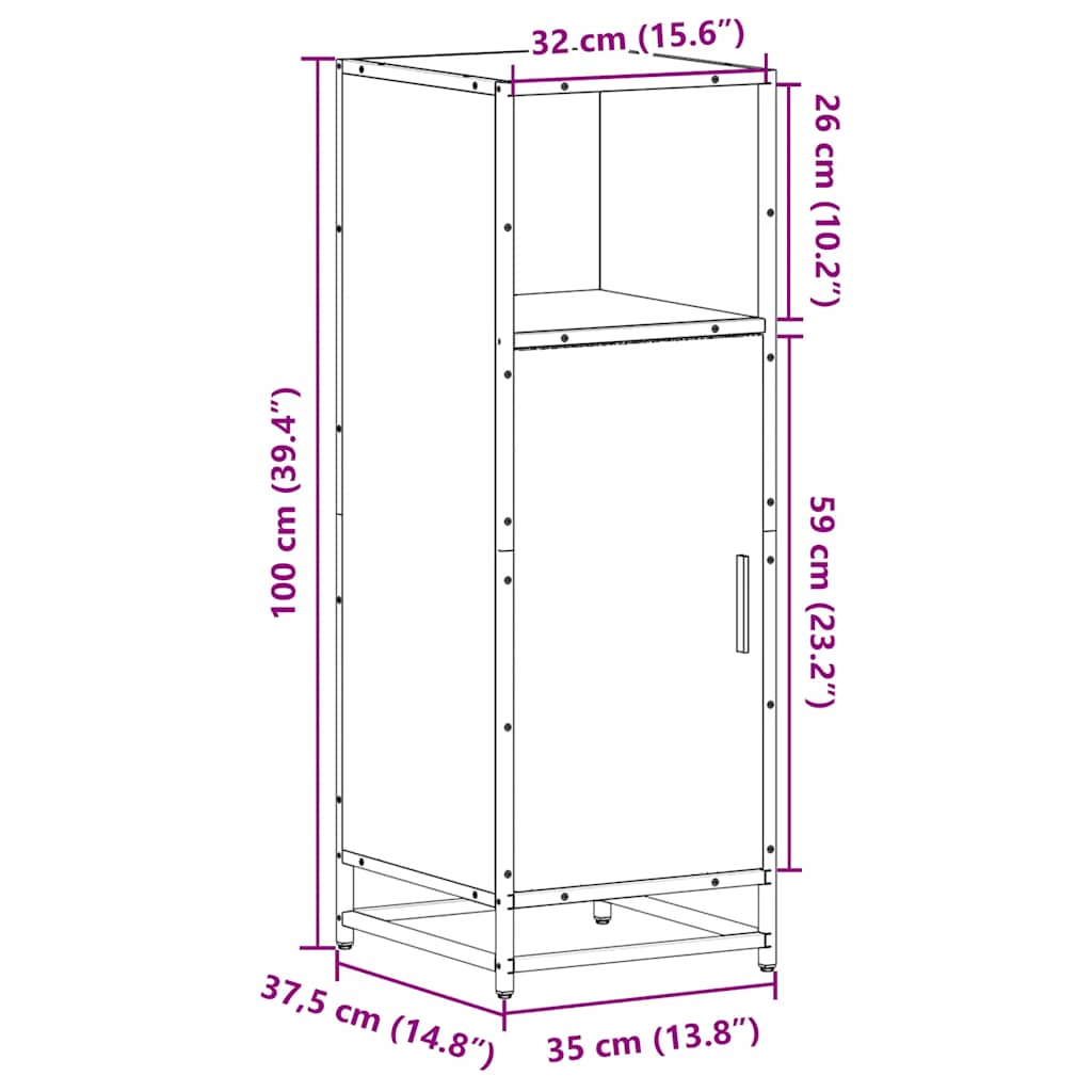 Badezimmerschrank Sonoma-Eiche 35x37,5x100 cm Holzwerkstoff