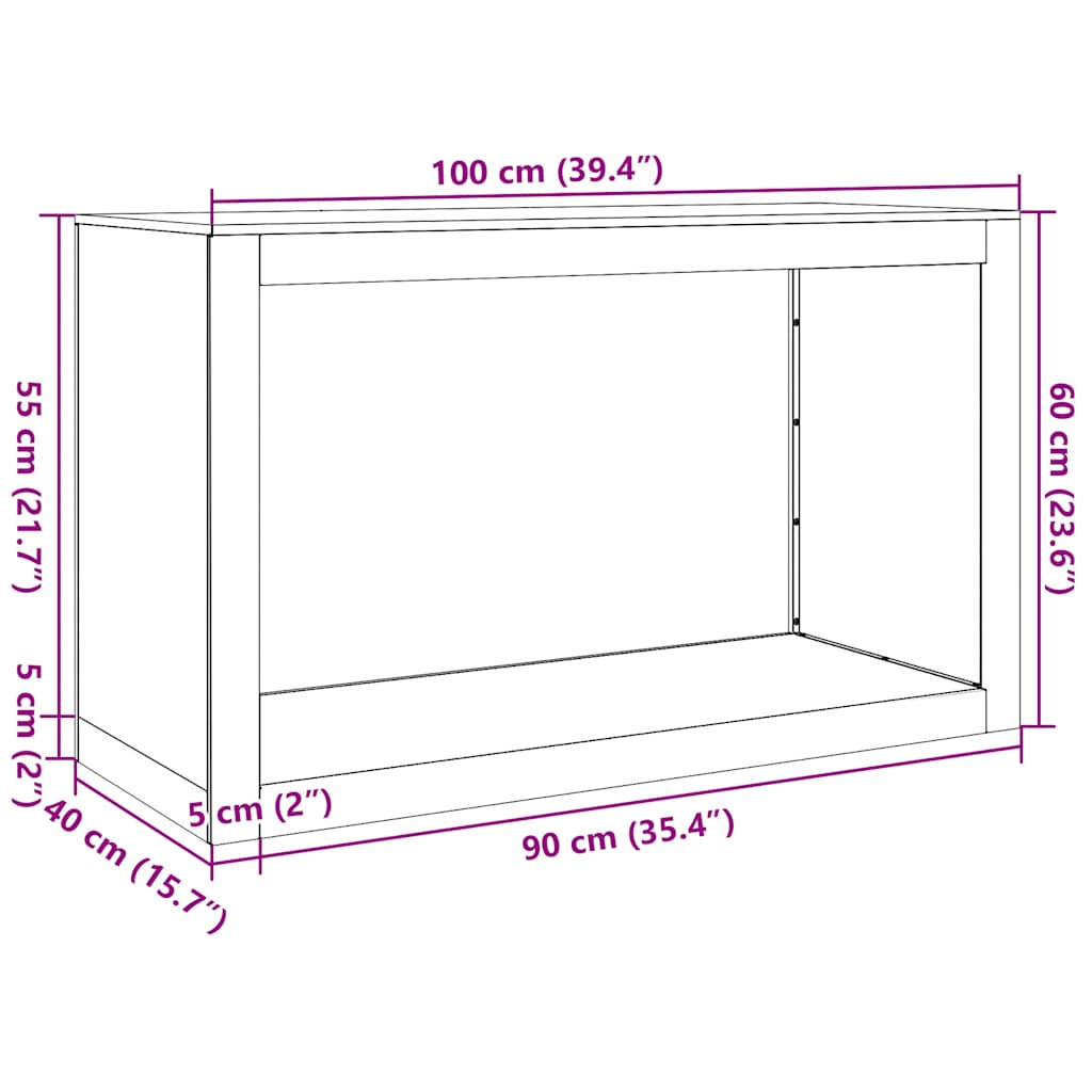 Brennholzregal 100x40x60 cm Wetterfester Stahl