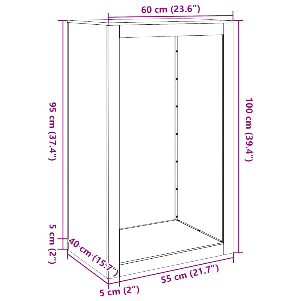 Brennholzregal 60x40x100 cm Verzinkter Stahl