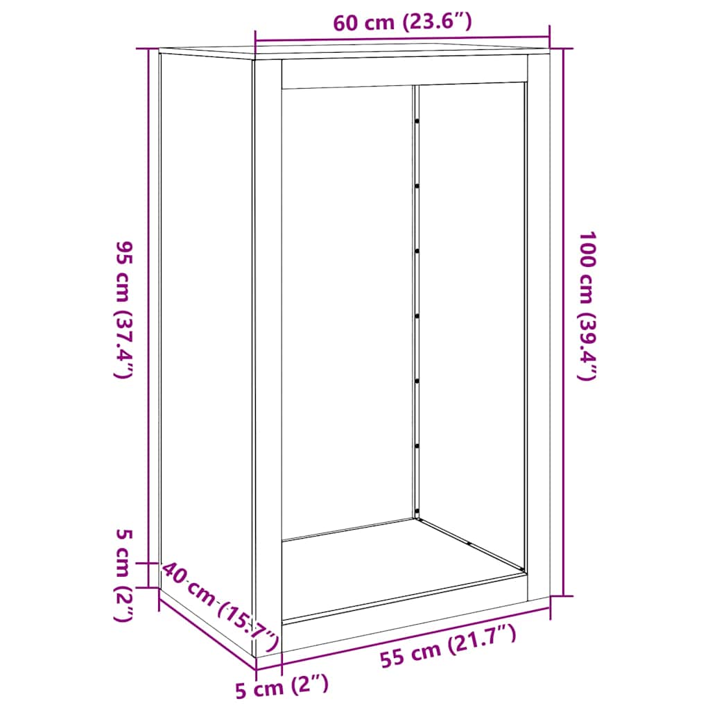 Brennholzregal 60x40x100 cm Wetterfester Stahl