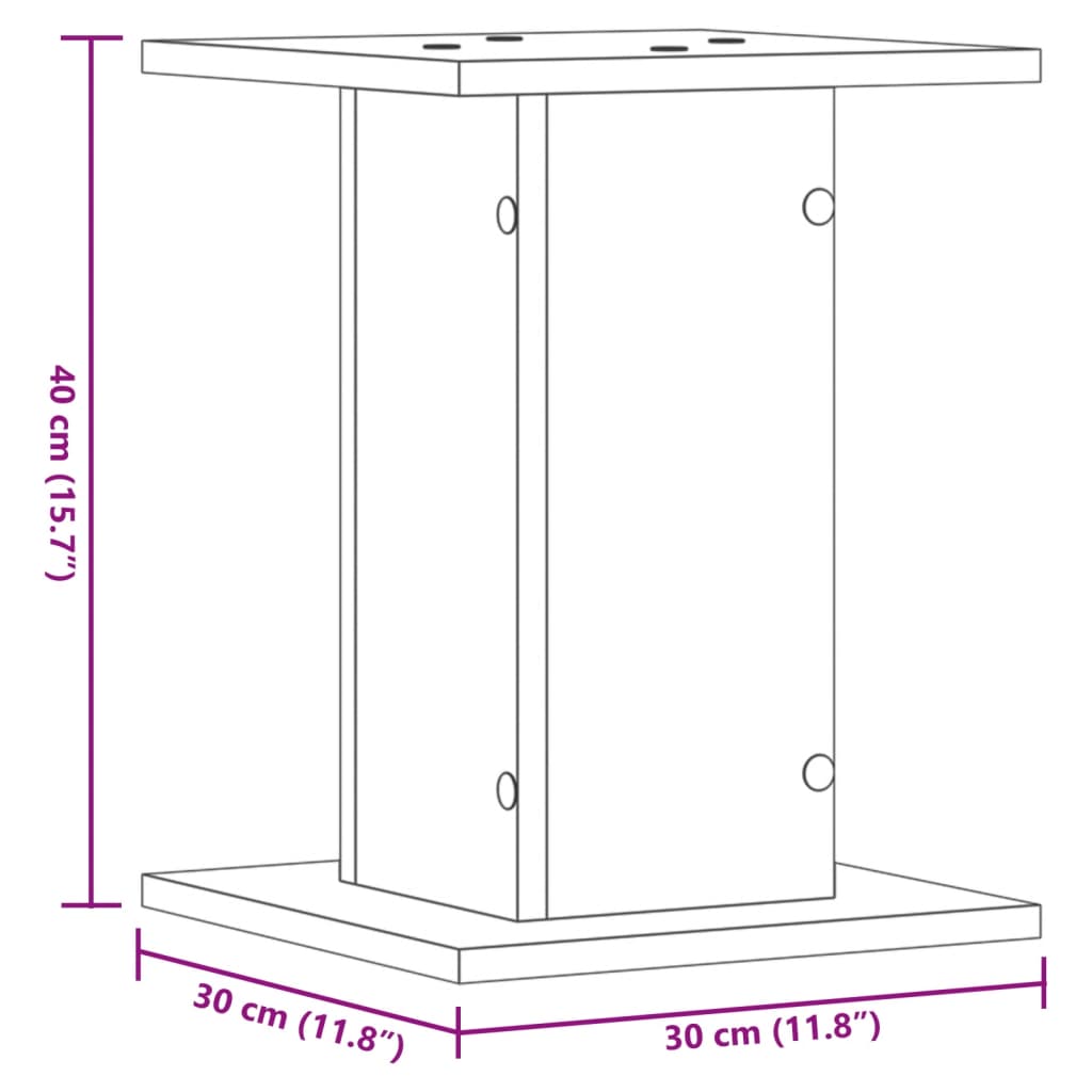 Pieds d'enceinte 2 pcs. Chêne fumé 30x30x40cm Matériau à base de bois